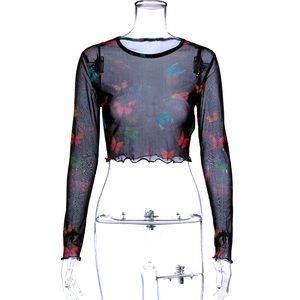 Sheer Cropped 🦋 Long Sleeve